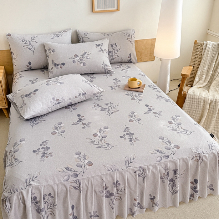 91家纺网 家纺一手货源 找家纺 布柔 2025新款100%全棉纯棉老粗布绣花印花凉席单品床裙 芳华