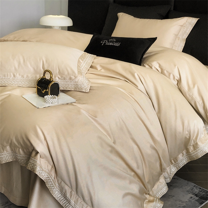 91家纺网 家纺一手货源 找家纺 保罗圣迪奥 2025新款50双股全棉长绒棉四件套-艾瑟琳系列 艾瑟琳-香槟金