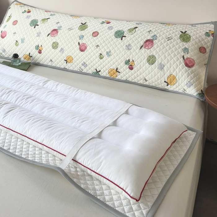 91家纺网 家纺一手货源 找家纺 爱港家纺 2025新款凉感丝双人长枕巾 夏季情侣枕头巾 绑带长枕巾 水果汇 180*48