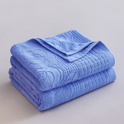 爱港家纺 2025新款上海专版老式怀旧全棉A类纱布毛巾被 茶花-蓝