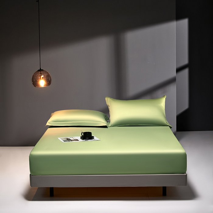 91家纺网 家纺一手货源 找家纺 秀色2025新款高端纯棉床笠单件全棉全包床套三件套100s新疆长绒棉酒店床垫保护套 梦易-艾绿