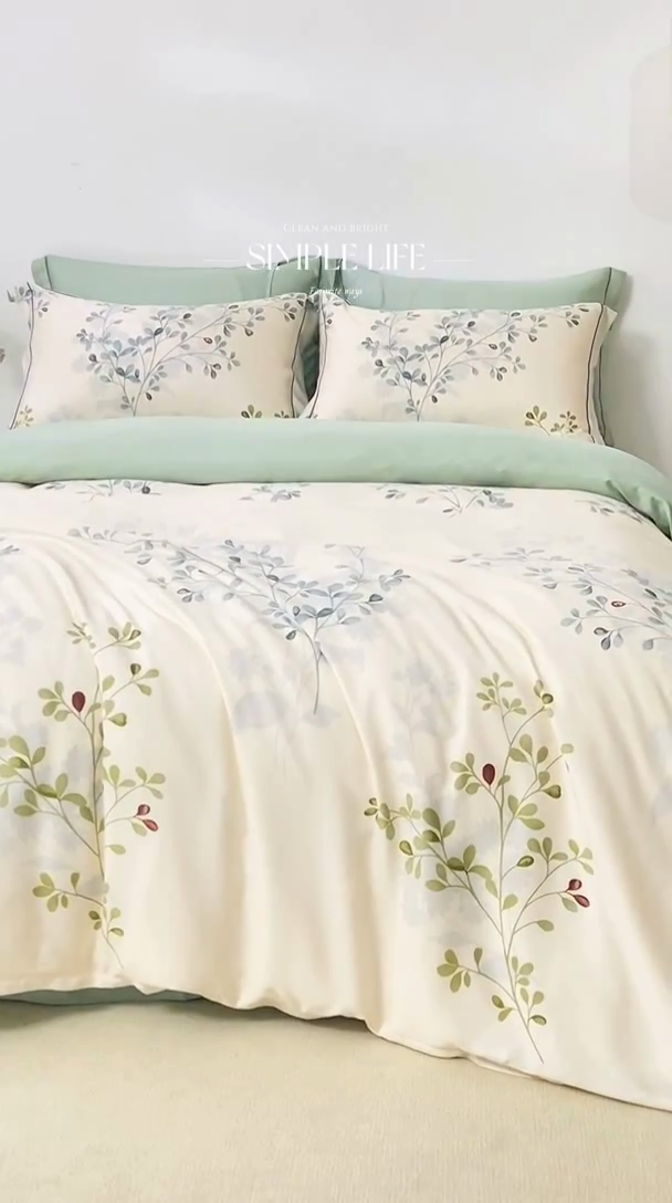 91家纺网 家纺一手货源 找家纺 帅露家纺 2025新款50S莱赛尔天丝印花四件套 娇花弄影