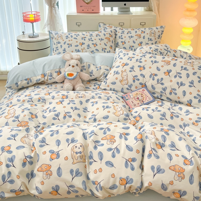 91家纺网 家纺一手货源 找家纺 仔仔熊 2025新款全棉印花四件套 可爱兔