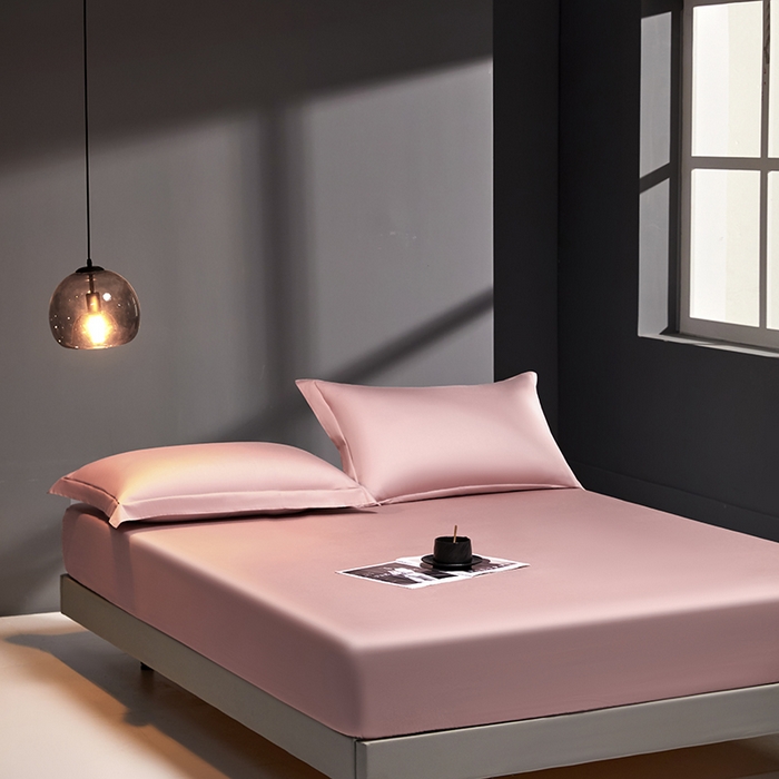 91家纺网 家纺一手货源 找家纺 秀色2025新款高端纯棉床笠单件全棉全包床套三件套100s新疆长绒棉酒店床垫保护套 梦易-玉颜粉