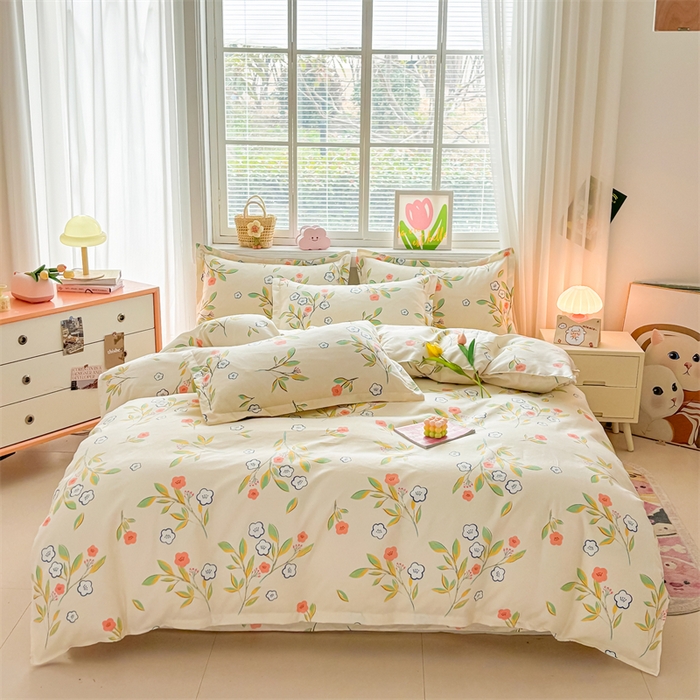 91家纺网 家纺一手货源 找家纺  爱一个家 2025新款植物羊绒四件套 恬静花开