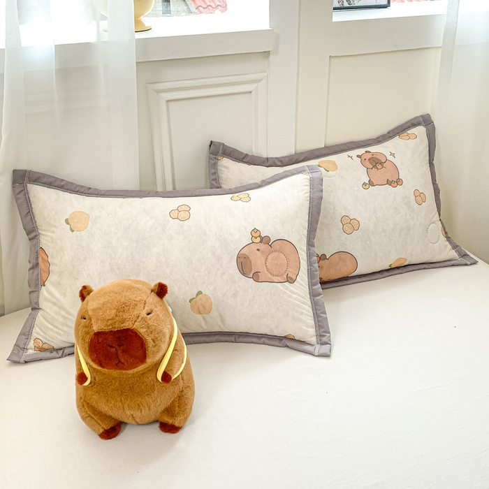 91家纺网 家纺一手货源 找家纺 顺顺家纺 2025新款凉感丝印花夏被空调被 卡皮巴拉