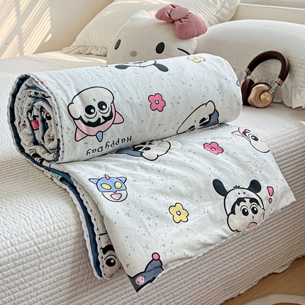 91家纺网 家纺一手货源 找家纺 妖妖家纺 2025新款超柔双层纱糯糯针织棉夏凉被 音乐小新