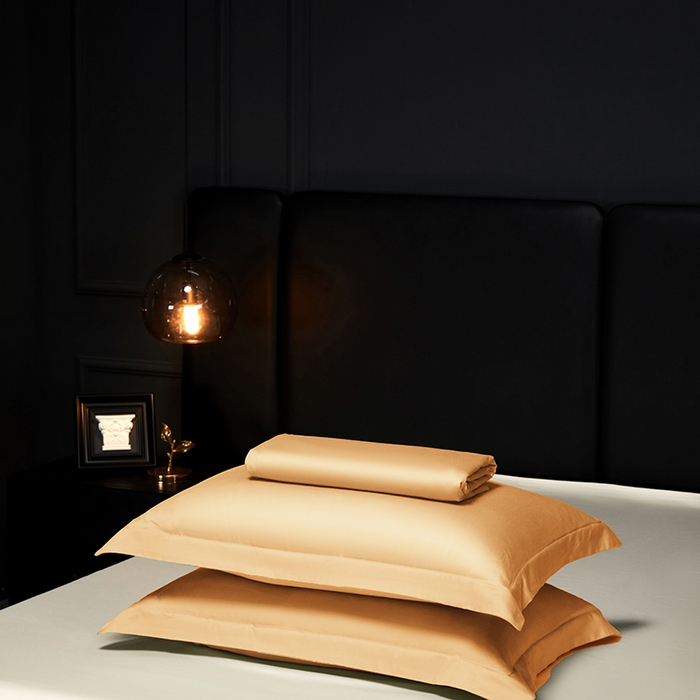 91家纺网 家纺一手货源 找家纺 秀色2025新款A类高端100s新疆长绒棉纯棉床单单件全棉单人贡缎加厚被单三件套 莫奈-南瓜橘