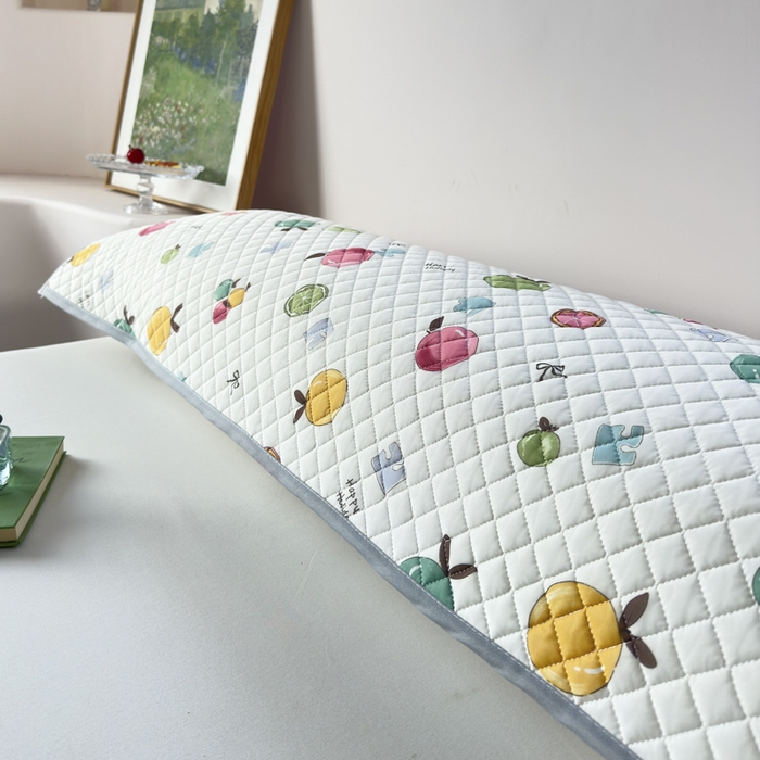 91家纺网 家纺一手货源 找家纺 爱港家纺 2025新款凉感丝双人长枕巾 夏季情侣枕头巾 绑带长枕巾 水果汇 120*48