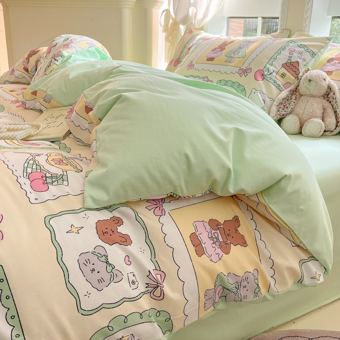 91家纺网 家纺一手货源 找家纺 仔仔熊 2025新款全棉印花系列被套 假日诱惑