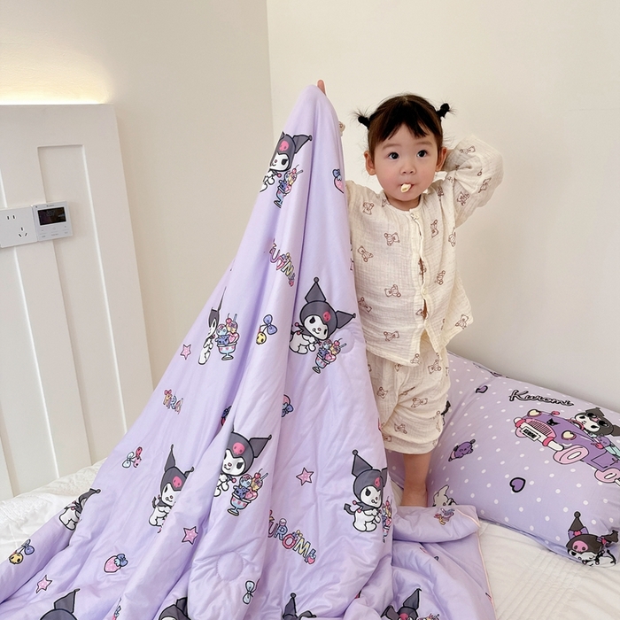 91家纺网 家纺一手货源 找家纺 兜米家居 2025夏季新品三丽鸥深睡双感针织凉感空调被夏被 甜心库洛米