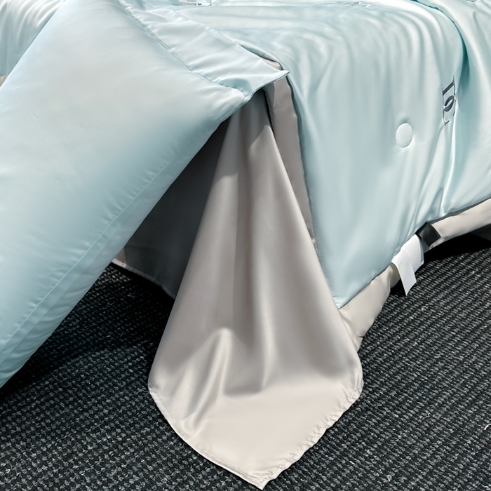 91家纺网 家纺一手货源 找家纺 满羽家纺 2025新款冰丝夏被四件套-满绣系列 DC-兰灰