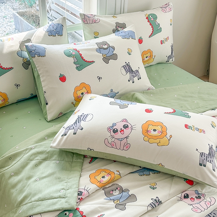 91家纺网 家纺一手货源 找家纺 瑜珠家纺 2025新款里外全棉棉花夏被 快乐卡通