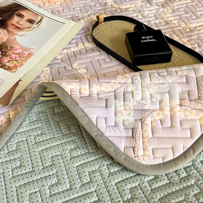 91家纺网 家纺一手货源 找家纺 美丽折2025夏季新品高端加厚全冰丝生物基乳胶凉席三件套 水洗天然乳胶凉席 安格尔斯-紫