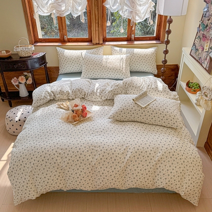 雪夫人 2025新款A类全棉有氧双层纱四件套 兰花草