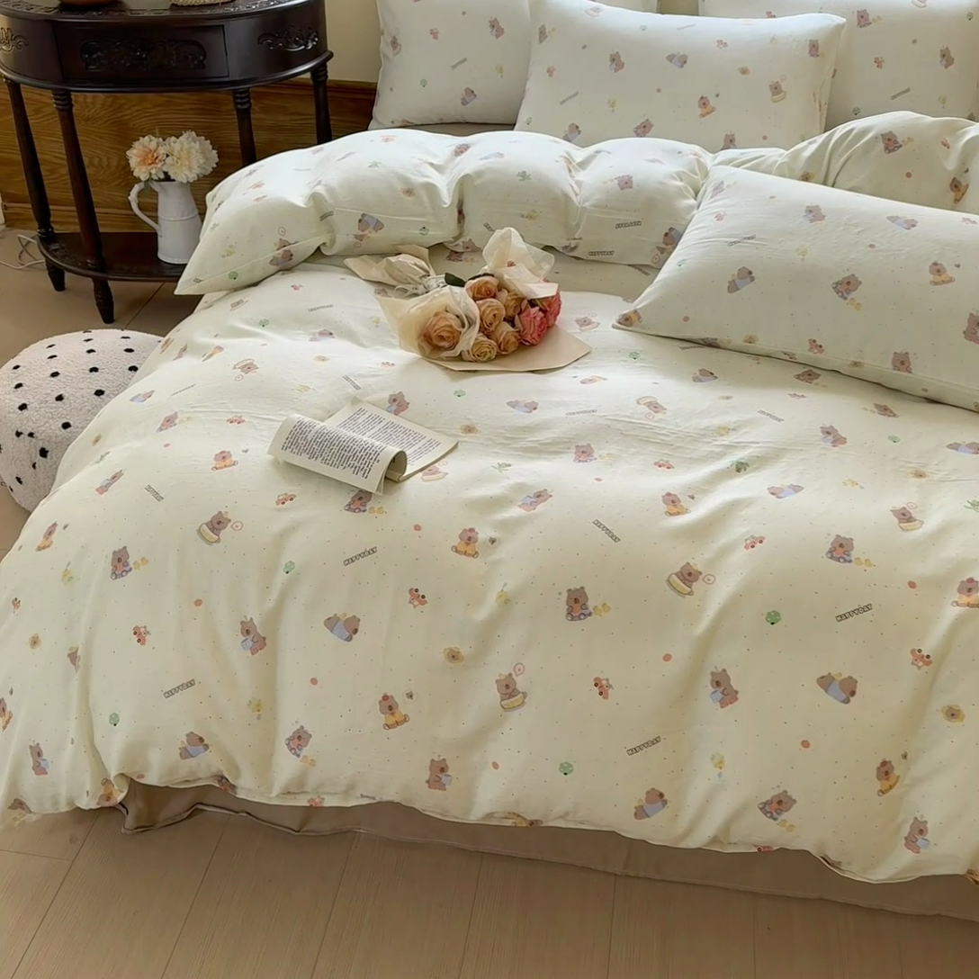 91家纺网 家纺一手货源 找家纺 （总）雪夫人 2025新款A类全棉有氧双层纱四件套