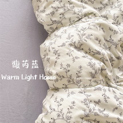 91家纺网 家纺一手货源 找家纺 （总）【提供买家秀】2025直播云感皱皱棉四件套水洗棉简约风小碎花被套床笠三件套-细节图