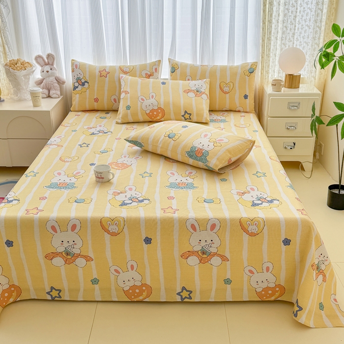 91家纺网 家纺一手货源 找家纺 仟网汇 2025新款老粗布床单粗布凉席老粗布单床单枕套单品 萝卜兔