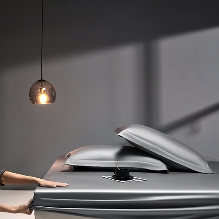 91家纺网 家纺一手货源 找家纺 秀色2025新款高端纯棉床笠单件全棉全包床套三件套100s新疆长绒棉酒店床垫保护套 梦易-粉末白