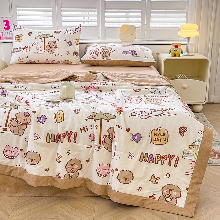 91家纺网 家纺一手货源 找家纺 思雅庭 2025新款里外全棉夏被新疆棉花夏凉被空调被 天天向上