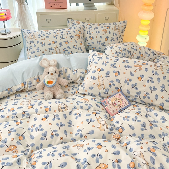 91家纺网 家纺一手货源 找家纺 仔仔熊 2025新款全棉印花四件套 可爱兔