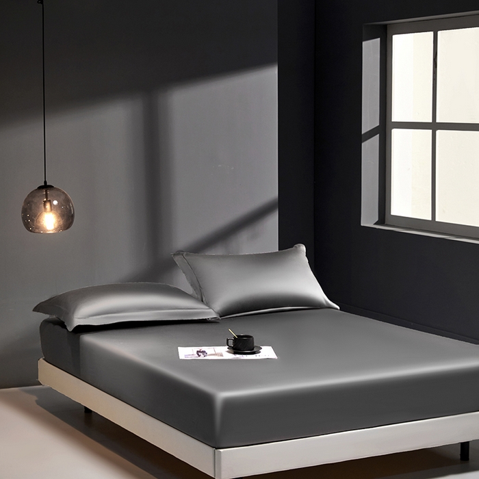 91家纺网 家纺一手货源 找家纺 秀色2025新款高端纯棉床笠单件全棉全包床套三件套100s新疆长绒棉酒店床垫保护套 梦易-帝王灰