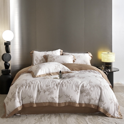 薏思家纺 2025新款50支莱赛尔天丝数码印花夏被+四件套（礼盒包装） 美人蕉-红