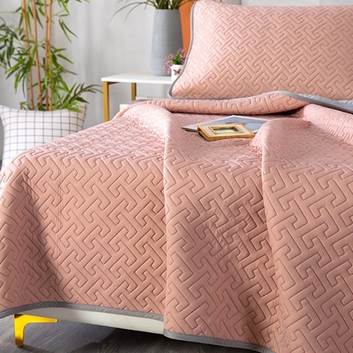 91家纺网 家纺一手货源 找家纺 美丽折2025夏季新品高端加厚全冰丝生物基乳胶凉席三件套 水洗天然乳胶凉席 豆沙T