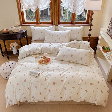 雪夫人 2025新款A类全棉有氧双层纱四件套 卡皮巴拉