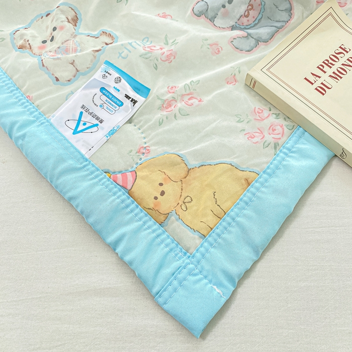 91家纺网 家纺一手货源 找家纺 顺顺家纺 2025新款凉感丝印花夏被空调被 萌狗乐园