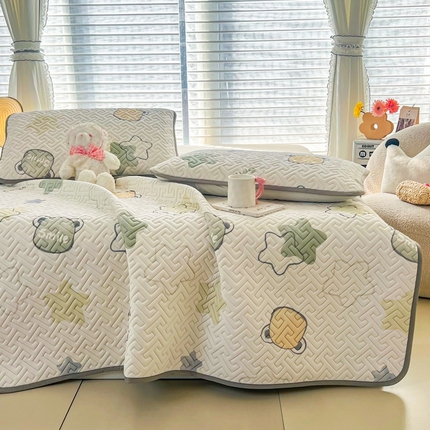 美丽折2025夏季新品高端加厚全冰丝生物基乳胶凉席三件套 水洗天然乳胶凉席 星语-浅绿