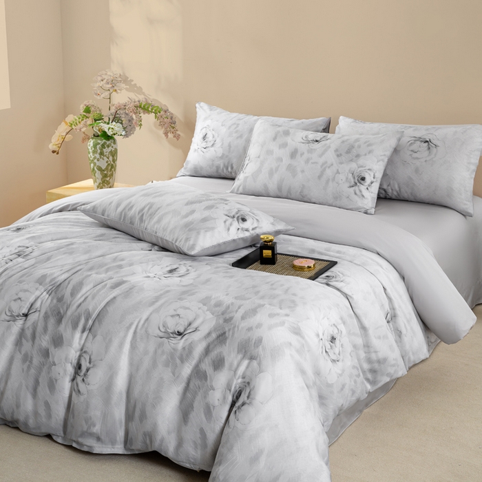 91家纺网 家纺一手货源 找家纺 帅露家纺 2025新款50S莱赛尔天丝印花四件套 豹纹诱惑-灰