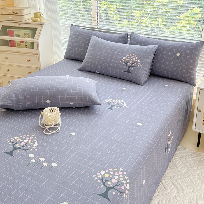 91家纺网 家纺一手货源 找家纺 仟网汇 2025新款老粗布床单粗布凉席老粗布单床单枕套单品 幸运树