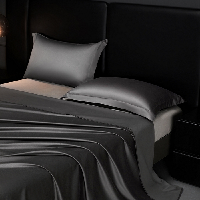 91家纺网 家纺一手货源 找家纺 秀色2025新款A类高端100s新疆长绒棉纯棉床单单件全棉单人贡缎加厚被单三件套 莫奈-帝王灰