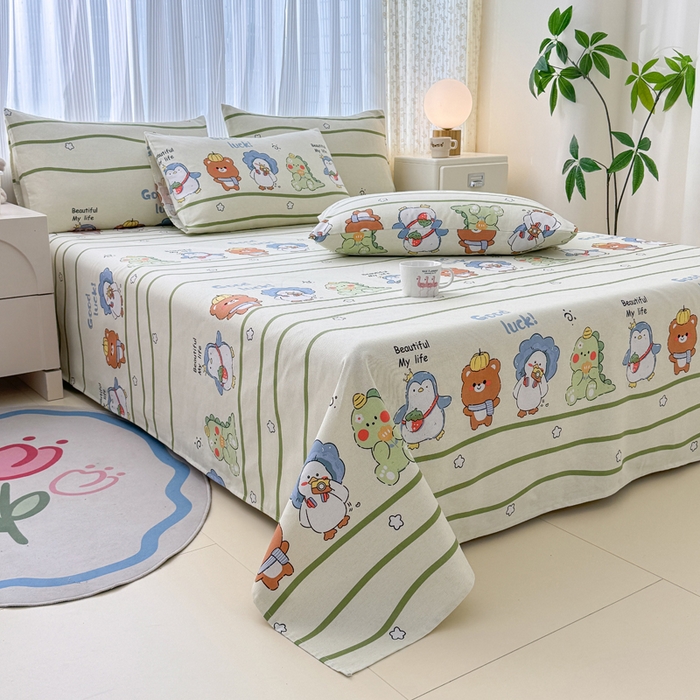 91家纺网 家纺一手货源 找家纺 仟网汇 2025新款老粗布床单粗布凉席老粗布单床单枕套单品 萌宠