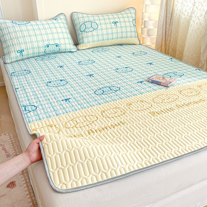 91家纺网 家纺一手货源 找家纺 柒月家居 2025新款小清新乳胶凉席 好伙伴