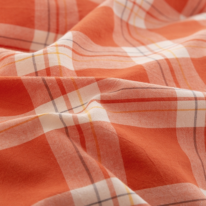 91家纺网 家纺一手货源 找家纺 喜四方 2025新款全棉色织水洗棉四件套 罗兰（桔）