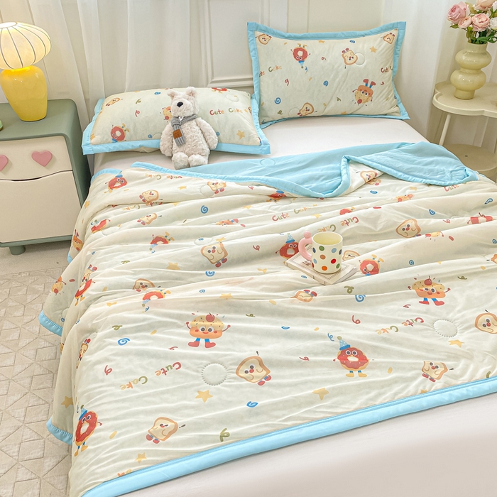 91家纺网 家纺一手货源 找家纺 顺顺家纺 2025新款凉感丝印花夏被空调被 马克吐司