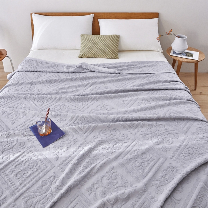 91家纺网 家纺一手货源 找家纺 爱港家纺 2025新款上海专版老式怀旧全棉A类纱布毛巾被 古韵-灰 