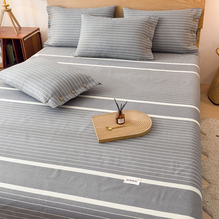 91家纺网 家纺一手货源 找家纺 仟网汇 2025新款活性印染无印纽扣原棉老粗布三件套 宁静灰