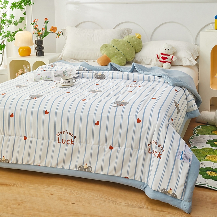 91家纺网 家纺一手货源 找家纺 中国龙家纺 2025新款舒爽柔小棉夏被被子被芯 爱心小象