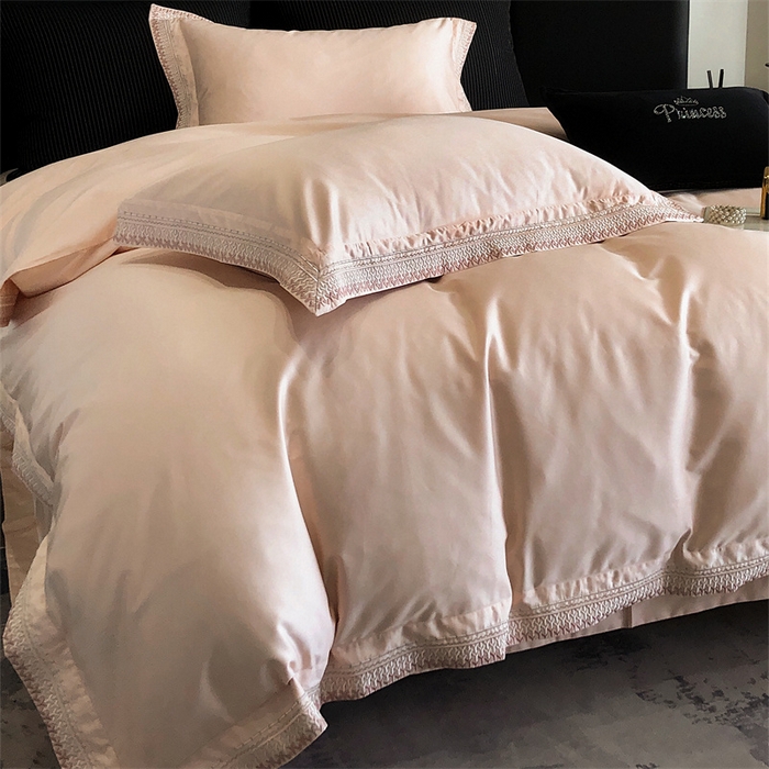 91家纺网 家纺一手货源 找家纺 保罗圣迪奥 2025新款50双股全棉长绒棉四件套-艾瑟琳系列 艾瑟琳-樱花粉