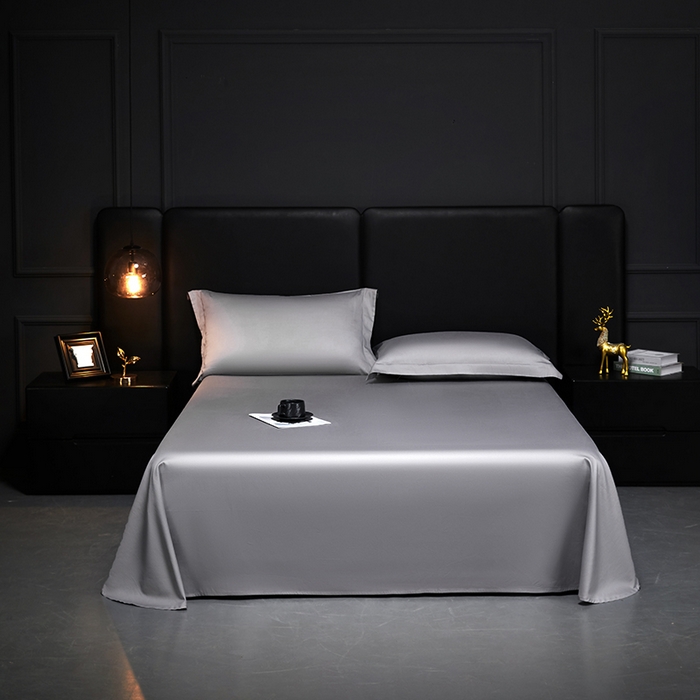 91家纺网 家纺一手货源 找家纺 秀色2025新款A类高端100s新疆长绒棉纯棉床单单件全棉单人贡缎加厚被单三件套 莫奈-典雅灰