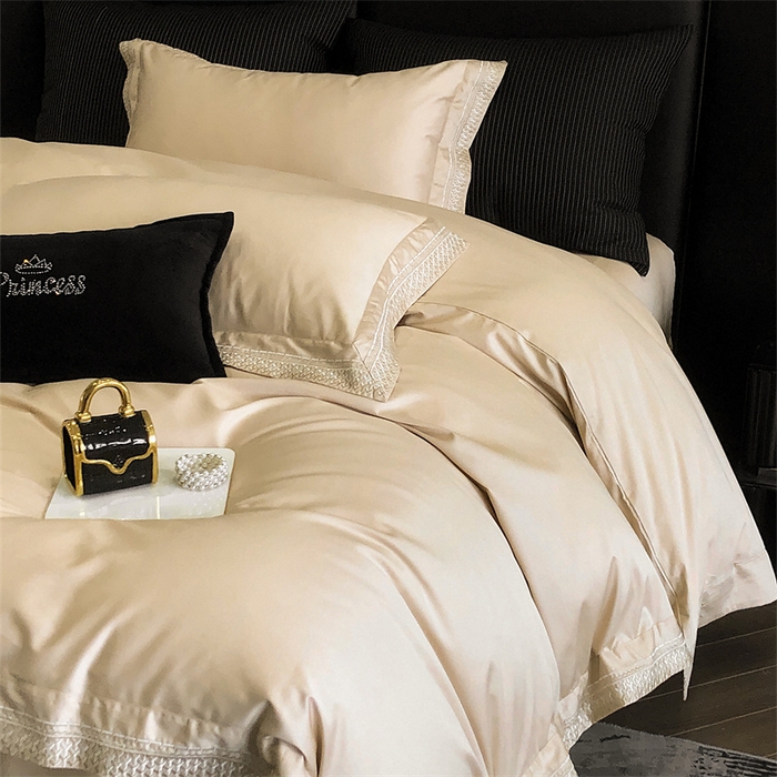 91家纺网 家纺一手货源 找家纺 保罗圣迪奥 2025新款50双股全棉长绒棉四件套-艾瑟琳系列 艾瑟琳-香槟金