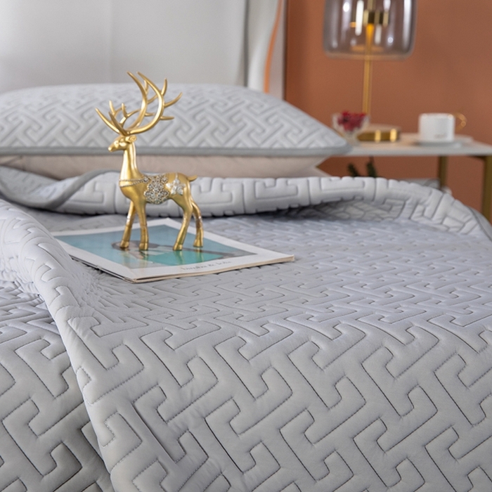 91家纺网 家纺一手货源 找家纺 美丽折2025夏季新品高端加厚全冰丝生物基乳胶凉席三件套 水洗天然乳胶凉席 经典灰T