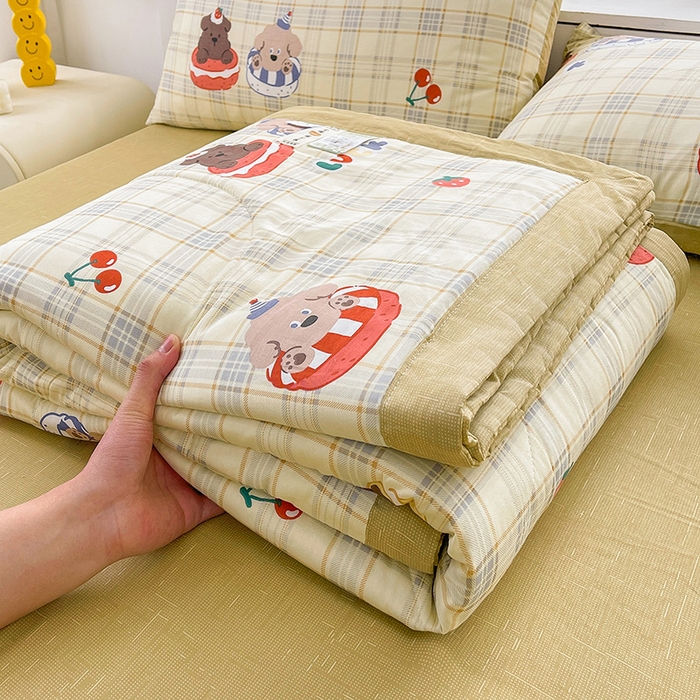 91家纺网 家纺一手货源 找家纺 思雅庭 2025新款里外全棉夏被新疆棉花夏凉被空调被 蛋糕狗