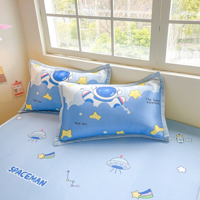 91家纺网 家纺一手货源 找家纺 博雅 2025新款独家版权A类大版数码印花1200D冰丝凉席 太空漫步