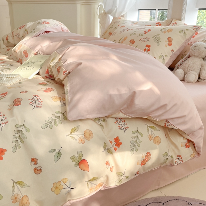 91家纺网 家纺一手货源 找家纺 仔仔熊 2025新款全棉印花四件套 春意盎然