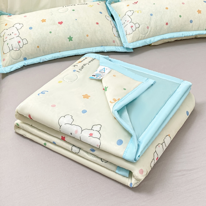 91家纺网 家纺一手货源 找家纺 顺顺家纺 2025新款凉感丝印花夏被空调被 快乐小狗