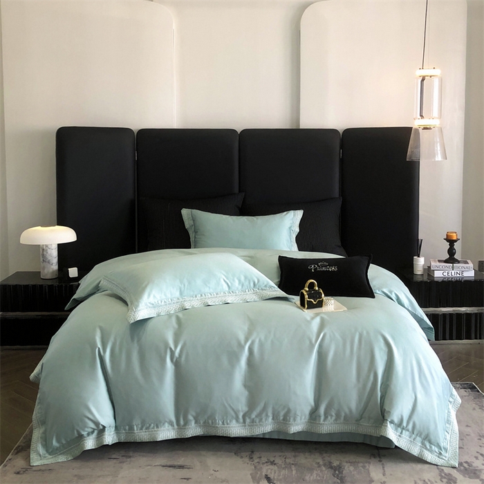 91家纺网 家纺一手货源 找家纺 保罗圣迪奥 2025新款50双股全棉长绒棉四件套-艾瑟琳系列 艾瑟琳-青石绿